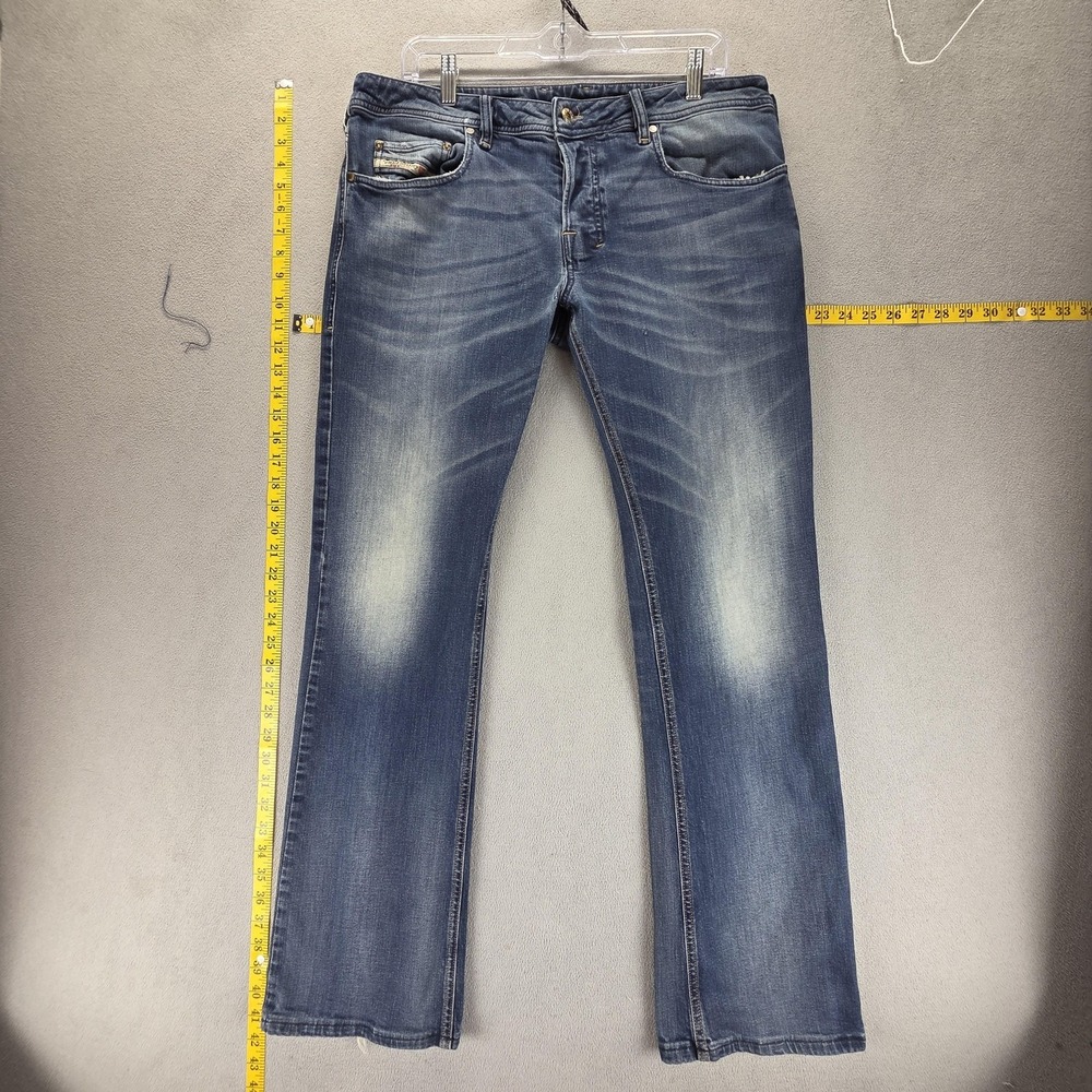Diesel Jeans Mens 33x34‎ Blue Zatiny Medium Wash Bootcut Altered Hem 0802C